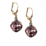 Antique Pink Clara Beau12mm Square swarovski crystal Shell wire earrings ES31