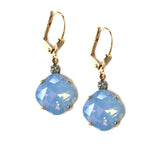 Blue Opal Clara Beau12mm Square swarovski crystal Shell wire earrings ES31