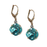 Light Turquoise Clara Beau 12mm Square swarovski crystal Shell wire earrings ES31