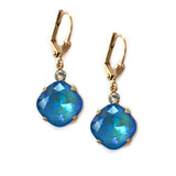 Utlra Blue Clara Beau 12mm Square swarovski crystal Shell wire earrings ES31