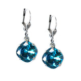 Light Azure Clara Beau 12mm Square swarovski crystal Shell wire earrings ES31