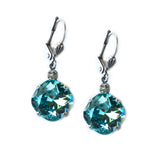 Light Turquoise Clara Beau 12mm Square swarovski crystal Shell wire earrings ES31