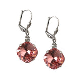 Rose Peach Clara Beau 12mm Square swarovski crystal Shell wire earrings ES31