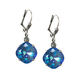 Utlra Blue Clara Beau 12mm Square swarovski crystal Shell wire earrings ES31