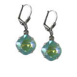 Pacific Opal Clara Beau Silver 12mm Square swarovski crystal Shell wire earrings ES31
