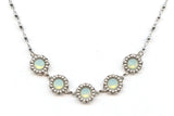 Clara Beau Silver Chrysolite Opal 5-Stone Scallop Deco Swarovski crystal Necklace