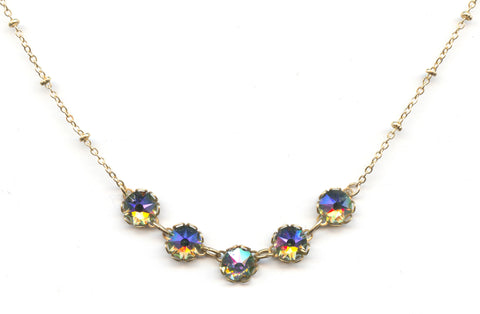 Clara Beau Gold Paradise 5-Stone Scalloped Swarovski crystal Necklace