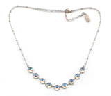Clara Beau scallop edge Silver Necklace with Swarovski crystal nf191