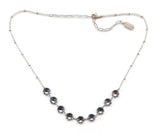 Clara Beau scallop edge Silver Necklace with Swarovski crystal nf191