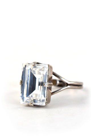 Clara Beau Simply Classy Rectangle Swarovski Crystal Ring R45 Silver