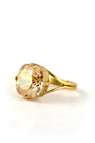 Clara Beau Simply Classy 12mm Square Swarovski Crystal Ring R47 Gold