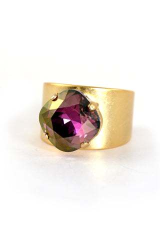 Clara Beau Mod 12mm Square Swarovski Crystal Ring R525 Gold