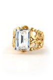 Clara Beau Rectangle Swarovski Crystal Filigree Ring R526 Gold