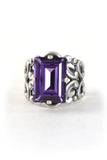 Clara Beau Rectangle Swarovski Crystal Filigree Ring R526 Silver