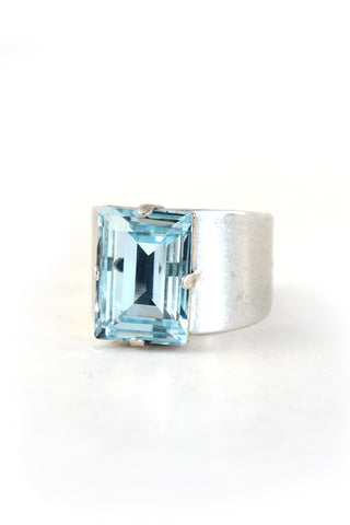 Clara Beau Mod Rectangle Swarovski Crystal Ring R527 Silver