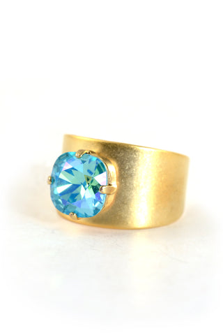 Clara Beau Mod 10mm Square Swarovski Crystal Ring R539 Gold