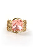 Clara Beau 12mm Square Swarovski Crystal Royal Filigree Ring R541 Gold Rose Peach Front