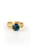 Clara Beau Round Swarovski Crystal Etched Ring R542 Gold