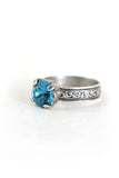 Clara Beau Round Swarovski Crystal Etched Ring R542 Silver