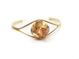 Clara Beau chunky Antique Square 18mm Swarovski crystal Gold Open Cuff Bracelet BY66 Golden Shadow