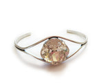 Clara Beau chunky Antique Square 18mm Swarovski crystal Silver Open Cuff Bracelet BY63 Silver Golden Shadow