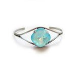 Clara Beau chunky Antique Square 18mm Swarovski crystal Silver Open Cuff Bracelet BY63 Silver Ultra Turquoise