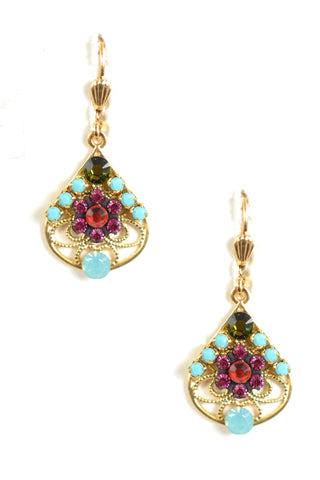 Clara Beau Gold Multicolor Spring Swarovski crystal Bell Mosaic earrings EG12