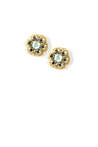 Clara Beau Golden Aurore Boreale Swarovski crystal Flower Post earrings EG209