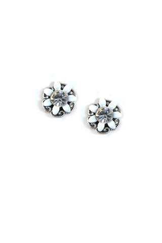 Clara Beau White Flower Crystal Swarovski Post earrings EG291