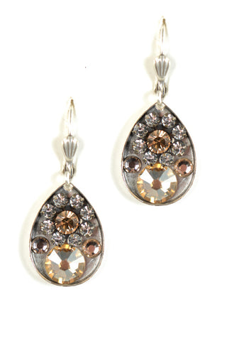 Clara Beau Silver Gold Topaz Swarovski crystal Tear Drop Mosaic earrings EG43