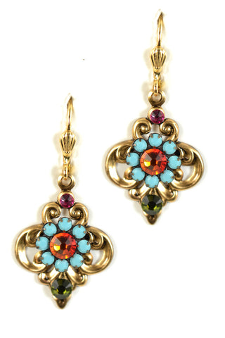 Clara Beau Spring Gypsy Filigree Swarovski crystal Mosaic earrings EG52