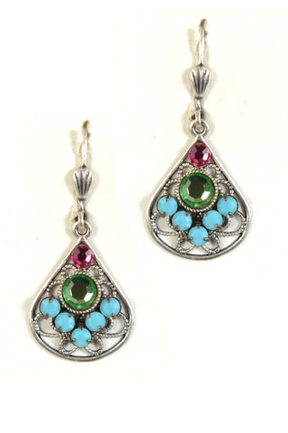 Clara Beau Green Turquoise Swarovski crystal Drop Mosaic earrings EG53