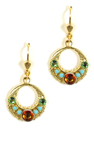 Clara Beau Golden Spring Swarovski crystal Small Mosaic Hoop earrings EG57