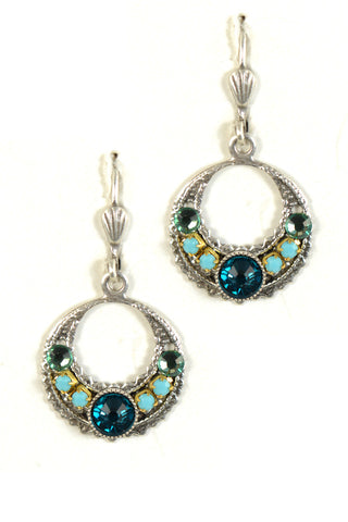 Clara Beau Blue Turquoise Small Mosaic Hoop earrings EG58
