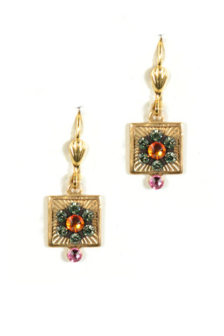 Clara Beau Swarovski crystal Square Mosaic earrings EG62