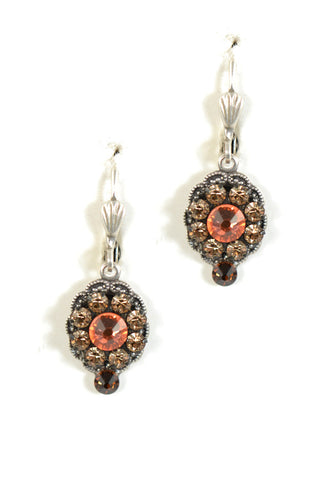 Clara Beau Light Topaz Copper Swarovski crystal Small Oval Mosaic earrings EG64