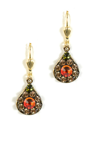 Clara Beau Light Fire Opal Topaz Swarovski crystal Bell Mosaic earrings EG66