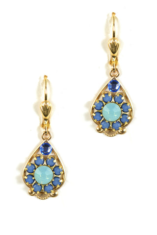 Clara Beau Gold Pacific Sky Opal Swarovski crystal Bell Mosaic earrings EG67