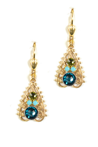Clara Beau Deco Blue Turquoise Swarovski crystal Mosaic earrings EG68