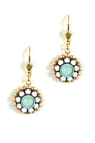 Clara Beau Bright White Pacific Opal  Mosaic Gold earrings EG75