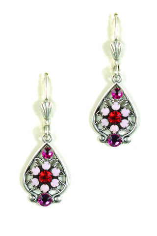 Clara Beau Silver Rose Opal Swarovski crystal Bell Mosaic earrings EG77