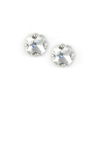 Clara Beau Delicate Fancy 8mm Square Swarovski Crystal Post earrings ES81 Silver